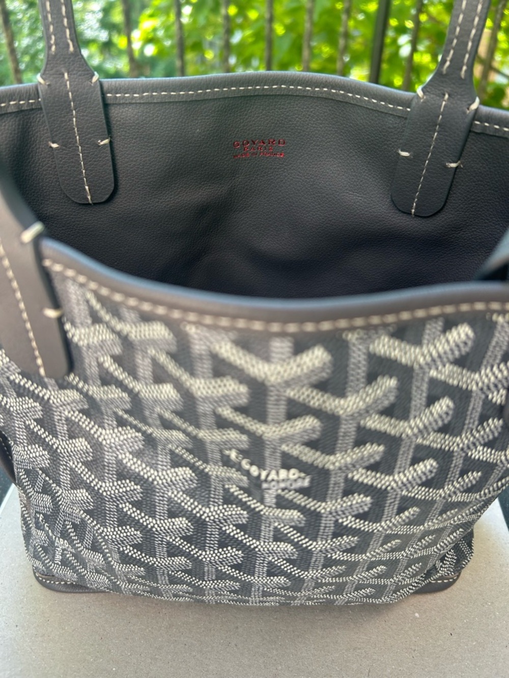Goyard Anjou Mini Reversible Tote in Gray and White Goyardine and Gray Leather - Picture 3 of 16